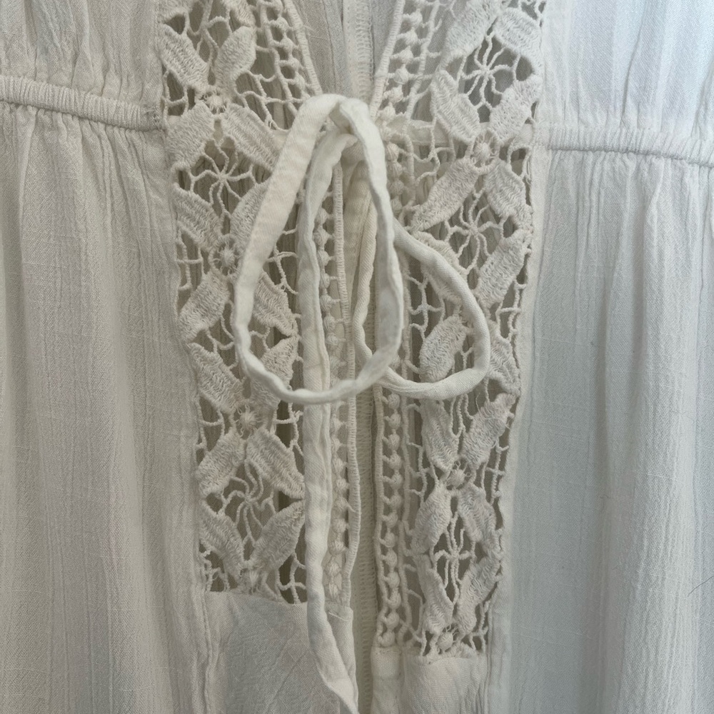 Maurice’s White Front Tie Crochet Trim Kimono Cardigan Xsmall - Picture 3 of 8